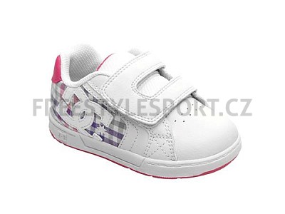Boty DC Net Velcro Toddlers White Pink Plaid