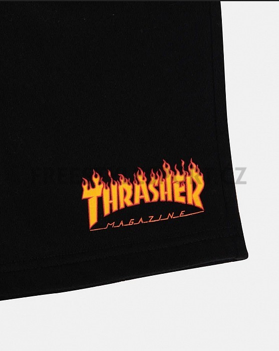 Kraťase THRASHER FLAME LOGO P.E. SHORTS BLACK