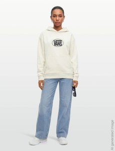 Mikina VANS OVAL LOGO RELAXED PULLOVER MARSMALLOW