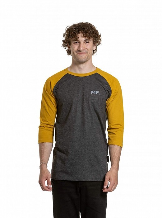 Triko MEATFLY KENNEDY RAGLAN CHARCOAL HEATHER/MUSTARD