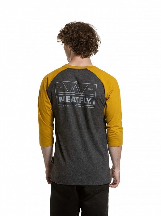 Triko MEATFLY KENNEDY RAGLAN CHARCOAL HEATHER/MUSTARD