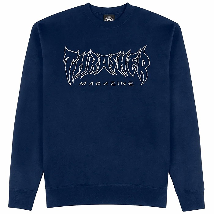 Mikina THRASHER METAL CREWNECK NAVY