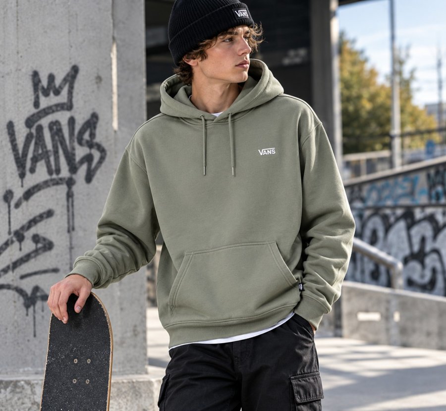 Mikina VANS LEFT CHEST PULLOVER SOFT SAGE