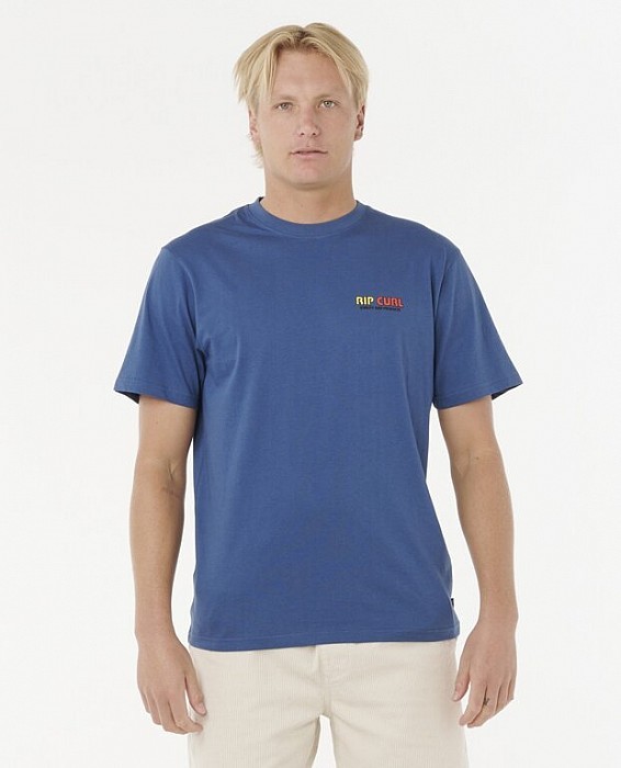 Triko RIP CURL SURF REVIVAL LINED UP TEE LIGHT NAVY