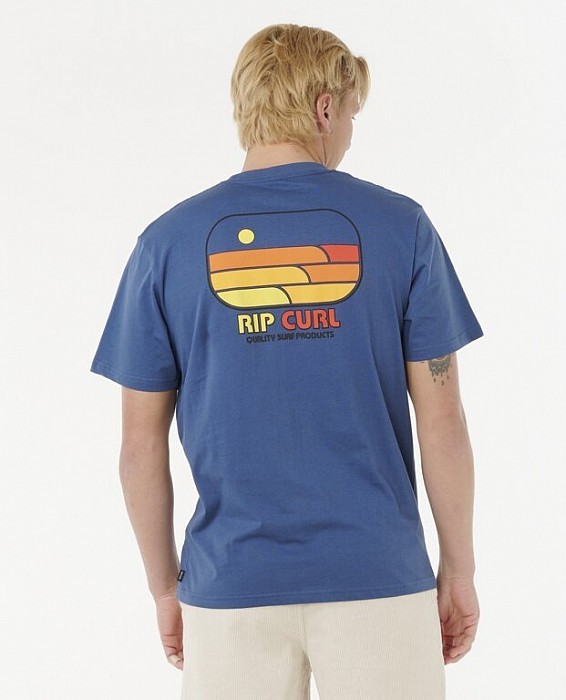 Triko RIP CURL SURF REVIVAL LINED UP TEE LIGHT NAVY