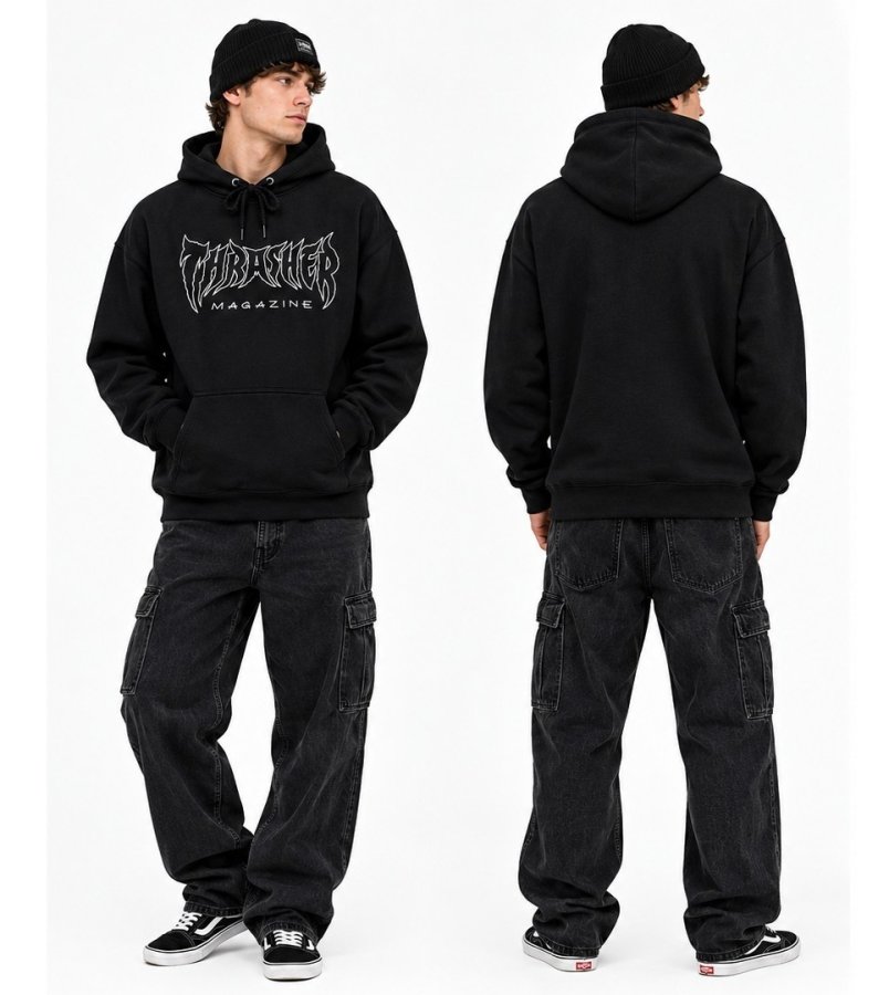 Mikina THRASHER METAL HOODIE BLACK