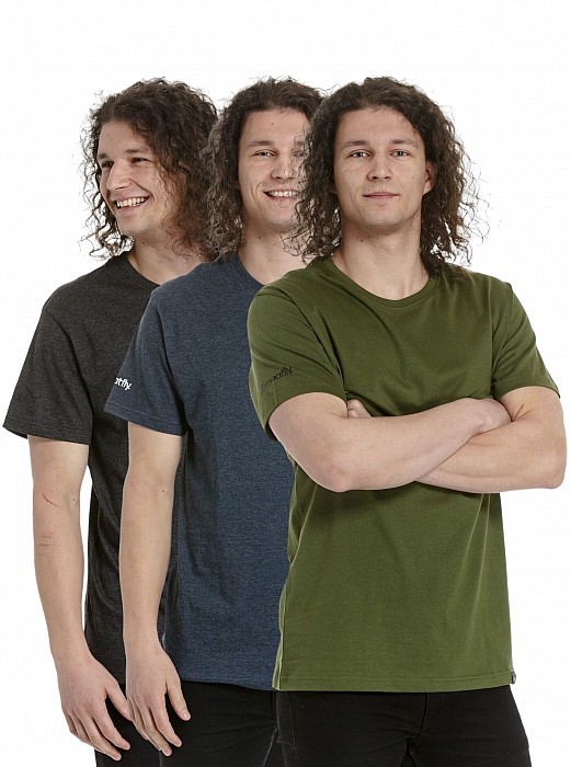 Trika MEATFLY BASIC T-SHIRT MULTIPACK CHARCOAL HEATHER/OLIVE/NAVY HEATHER
