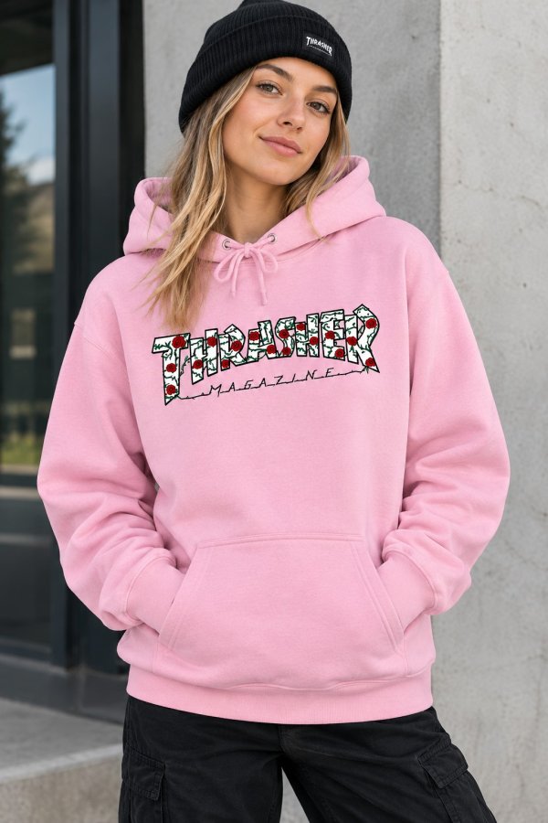 Mikina THRASHER ROSES HOODIE LIGHT PINK