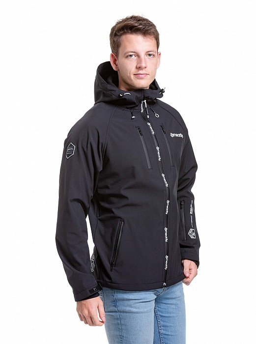 Bunda MEATFLY RASMUSSEN SOFTSHELL JACKET LOGO BLACK