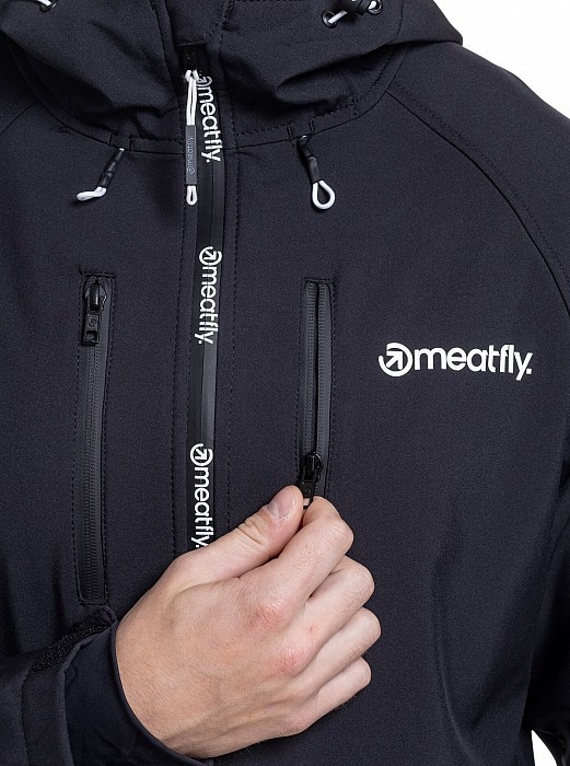 Bunda MEATFLY RASMUSSEN SOFTSHELL JACKET LOGO BLACK